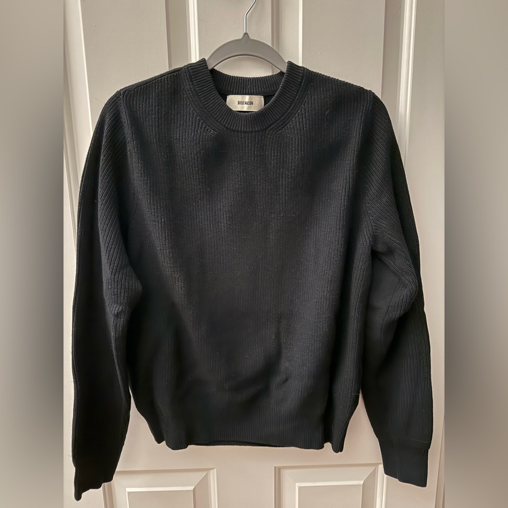 Black Rib Cotton Cashmere Seafarer Crew M